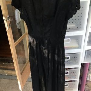 Vintage elegant black sheer linen dress